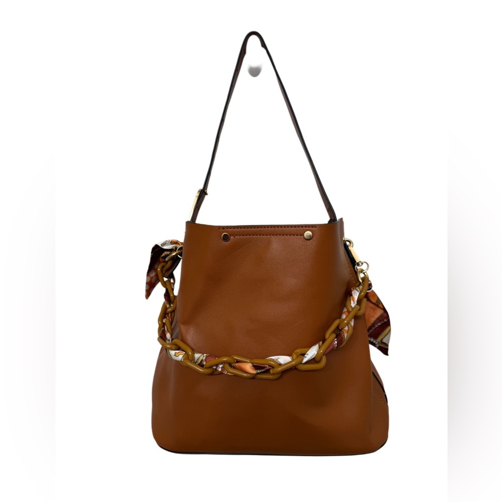 BROWN BUCKET CHAIN  BAG NWOT
